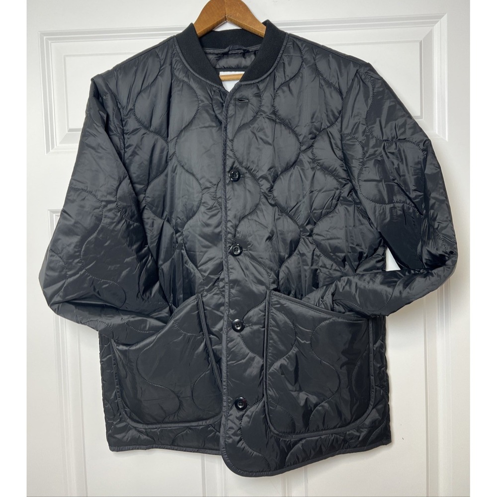 Old Navy Men's Quilted Liner Jacket Small Black Nylon Puffer Button Front